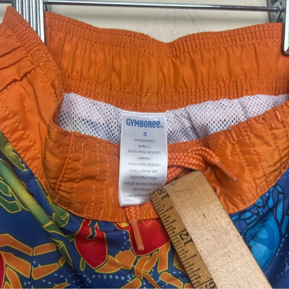 Gymboree 3 Blue Orange Colorful Crabs Swim‎ Trunks Board Shorts Vintage 2006